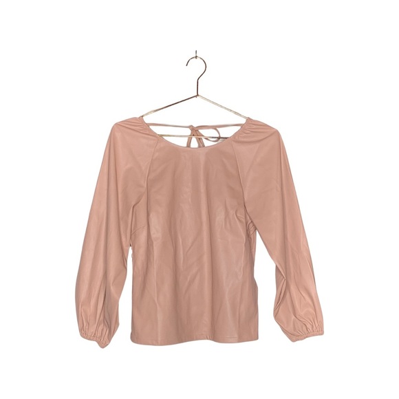 J.Crew faux leather puff-sleeve open-back top - Picture 3 of 5